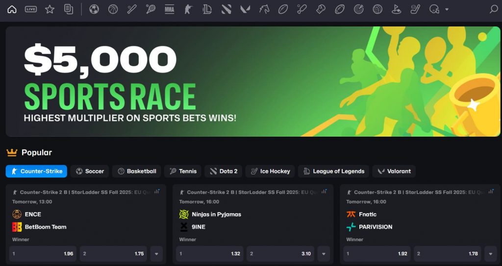 Razed Casino mobile gaming interface on smartphone